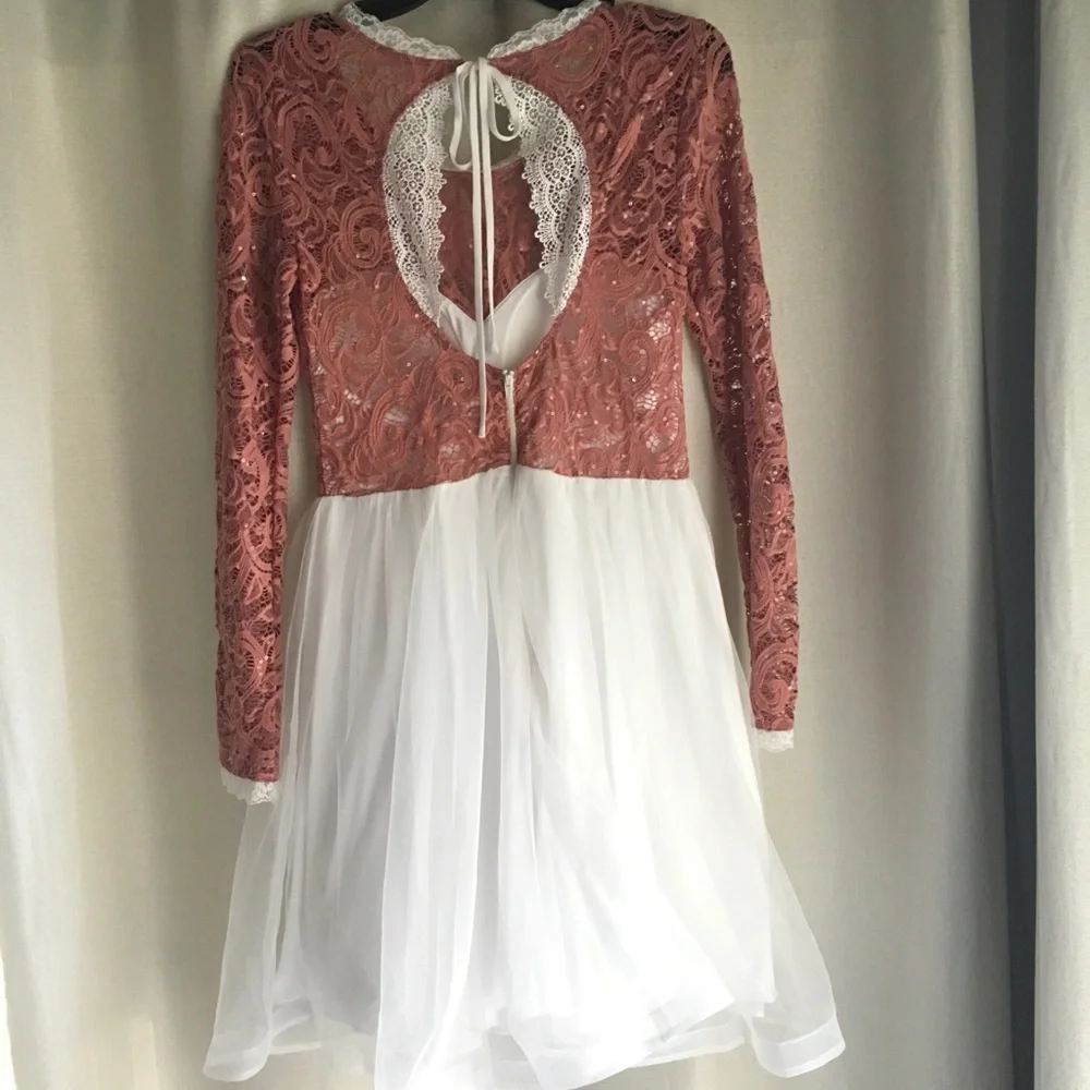 My Michelle Coral Lace Sequin Tulle Skirt Dress - Picture 9 of 10